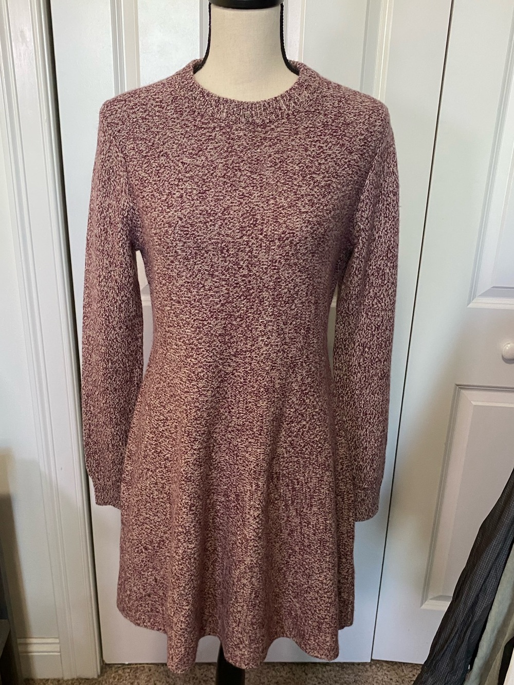 Nordstrom With Cashmere Marled Rose Long-Sleeve Fit & Flare Dress
